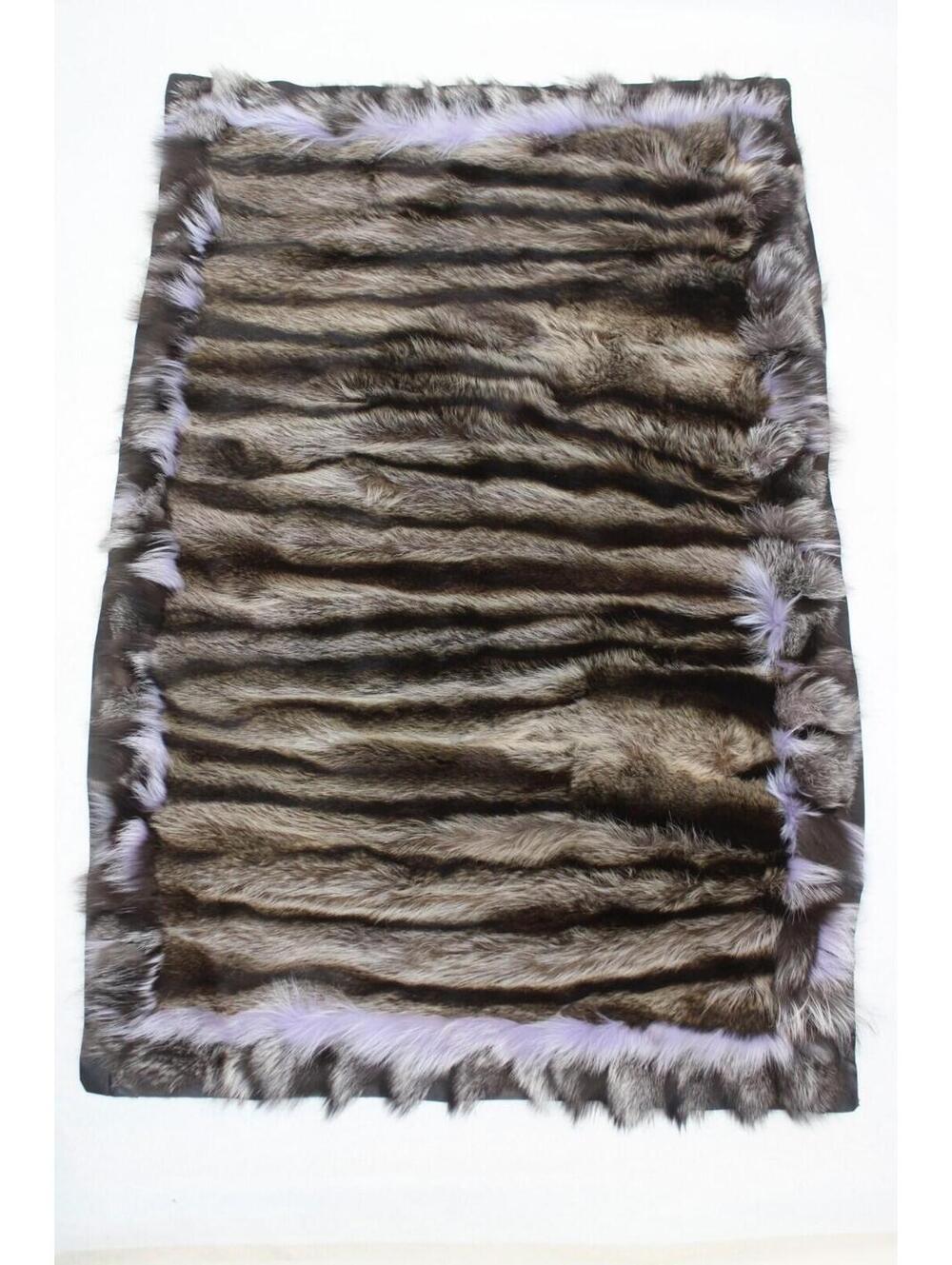 REFURBISHED NEW RACCOON FUR & LEATHER BLANKET THROW RUG BED COVER
